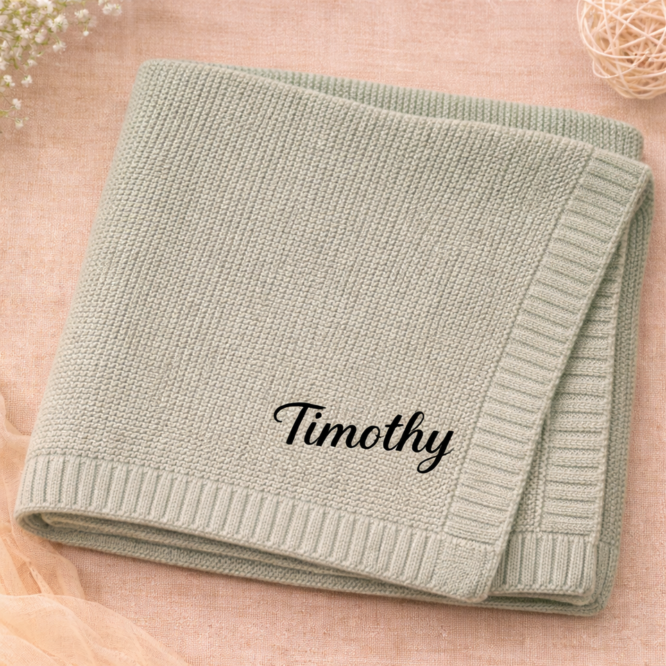 Personalized Baby Blanket – Weich & Einzigartig – Personalisierte, bestickte Baumwolldecke
