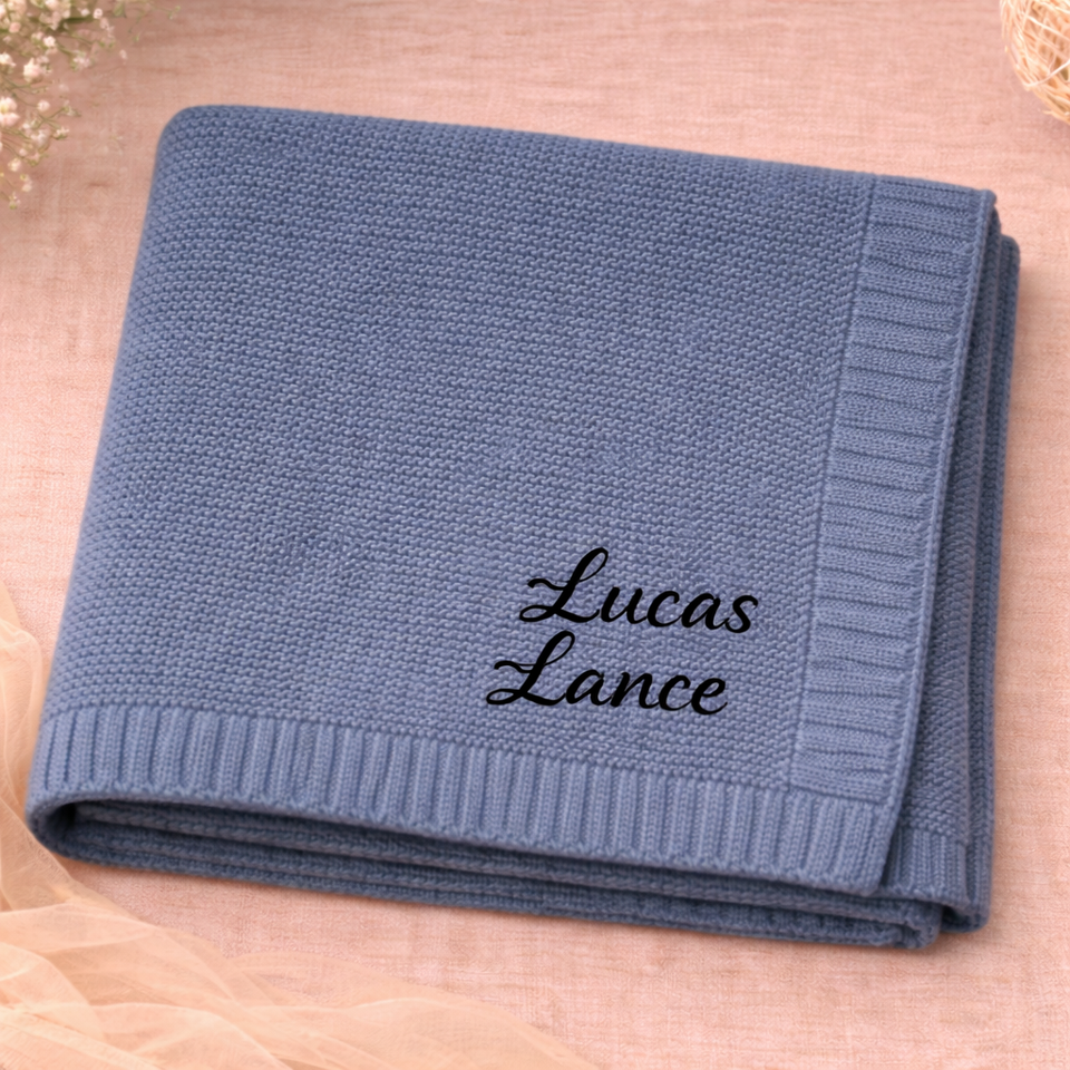Personalized Baby Blanket – Weich & Einzigartig – Personalisierte, bestickte Baumwolldecke