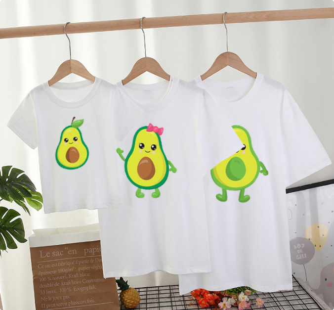 Mini Fashion™ - Familien-Parter-Look - Avocado T-Shirt Weiß