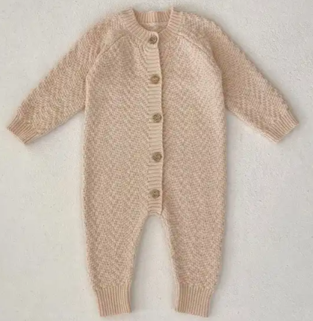 Mini Fashion™ - Beige Gestrickter Babystrampler