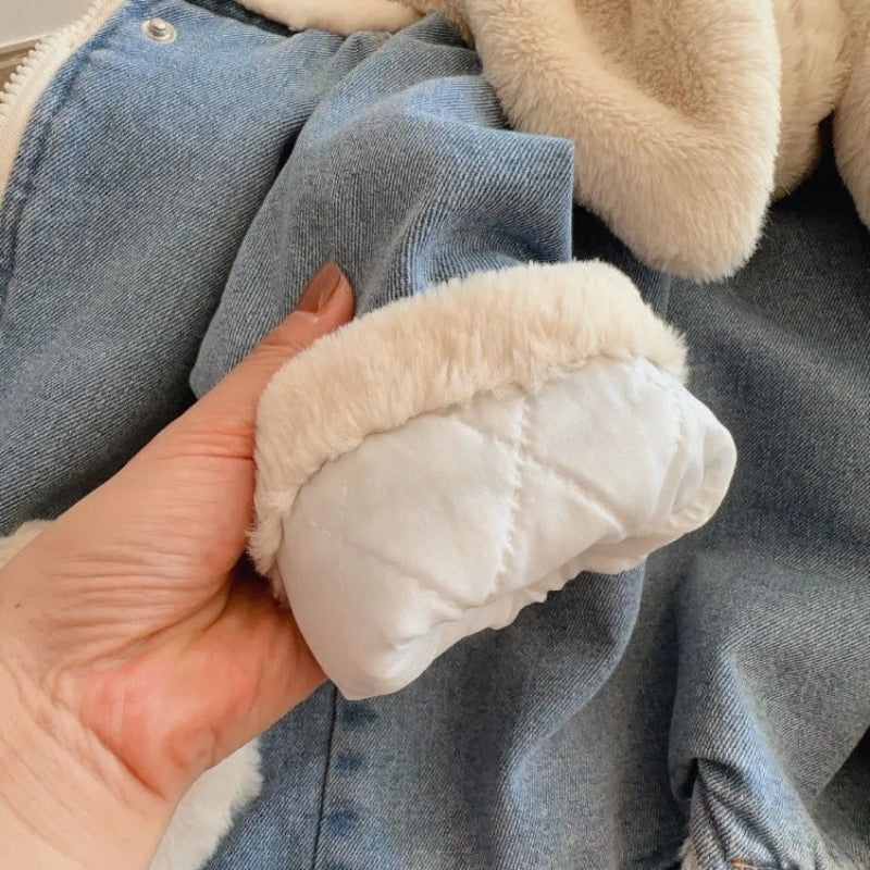 Girls Bunny Denim Coat – Warm & Comfort – Kinderjacke