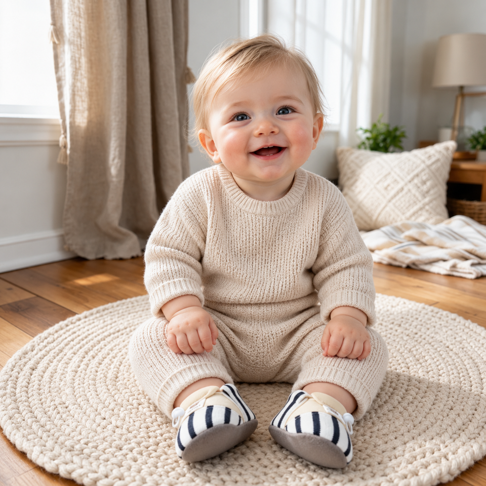 TinyToes – Weich & warm – Erste Babyschuhe mit gestreiftem Design