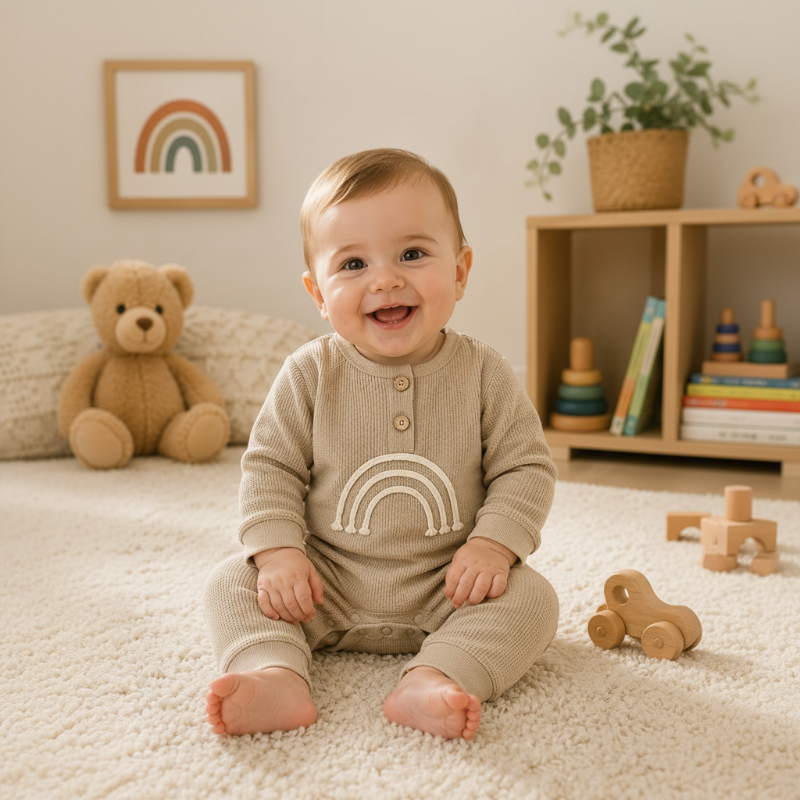 SnuggleHue – Weich & bequem – Regenbogen-Baby-Strampler