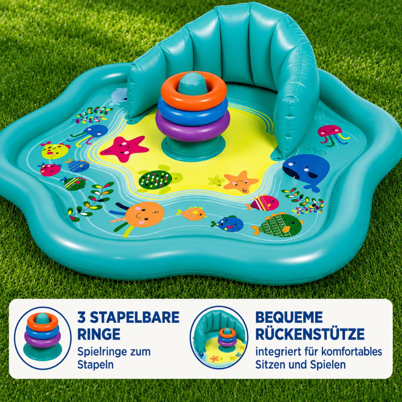 SplashPlay – Sicher & unterhaltsam – Baby-Planschbecken mit Sonnenschutz