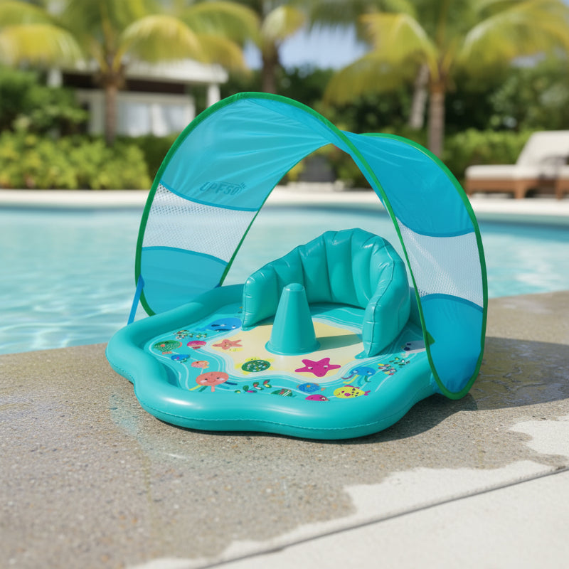 SplashPlay – Sicher & unterhaltsam – Baby-Planschbecken mit Sonnenschutz