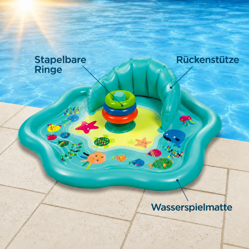SplashPlay – Sicher & unterhaltsam – Baby-Planschbecken mit Sonnenschutz