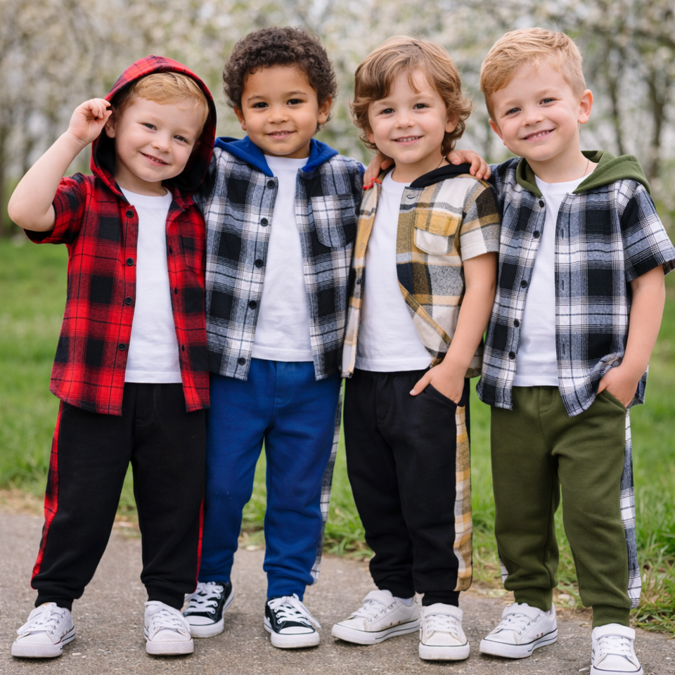 Boys Checkered Outfit – Trendy og behageligt – Børnetøjssæt med tern