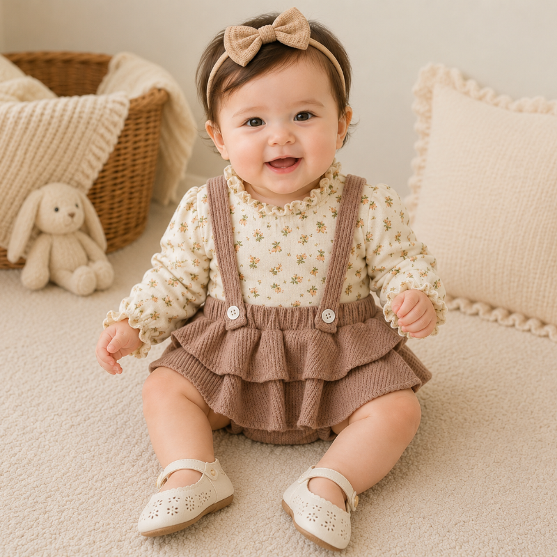 SweetPea – Baby-Outfit für Mädchen mit Rüschen und Blumenmuster