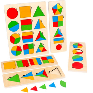 Woods™ - Puzzle-Spaß für Kleinkinder - Geometrisches Montessori-Formen-Puzzle