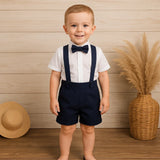 LittleDandy – Klassisch & Elegant – Baumwollshorts mit Hosenträgern, Schleife & Hemd