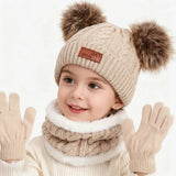 CozyPom – Warm & Weich - Winterset mit Mütze, Schal und Handschuhen