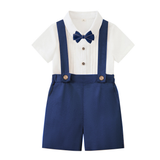 LittleDandy – Klassisch & Elegant – Baumwollshorts mit Hosenträgern, Schleife & Hemd