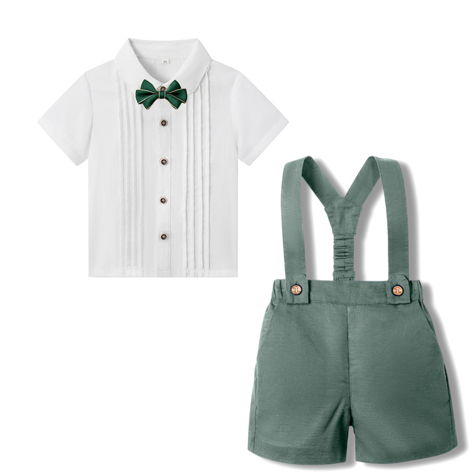 LittleDandy – Klassisch & Elegant – Baumwollshorts mit Hosenträgern, Schleife & Hemd