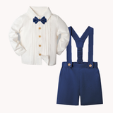 LittleDandy – Klassisch & Elegant – Baumwollshorts mit Hosenträgern, Schleife & Hemd