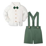 LittleDandy – Klassisch & Elegant – Baumwollshorts mit Hosenträgern, Schleife & Hemd