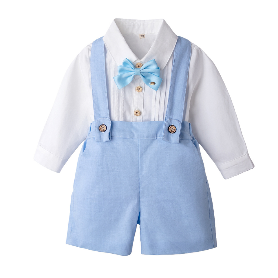 LittleDandy – Klassisch & Elegant – Baumwollshorts mit Hosenträgern, Schleife & Hemd