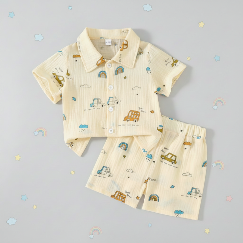 Dinosaur & Car Print Outfit – Cool & Verspielt – Sommer-Outfit