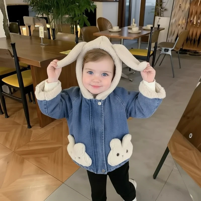 Girls Bunny Denim Coat – Warm & Comfort – Kinderjacke