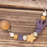 Baby Pacifier Holder –  Mit Namen – Personalisierte Holz- und Silikonperlen