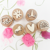WoodStamp – Montessori & Kreativ – 6 Stück Holz-Knetstempel