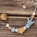 Baby Pacifier Holder –  Mit Namen – Personalisierte Holz- und Silikonperlen