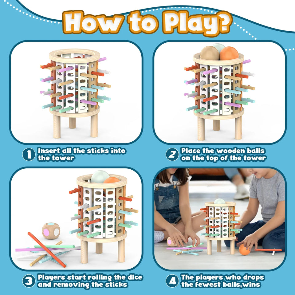 Balance Tower™ – Stapeln & Zählen – Hölzernes Denkspiel