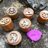 WoodStamp – Montessori & Kreativ – 6 Stück Holz-Knetstempel