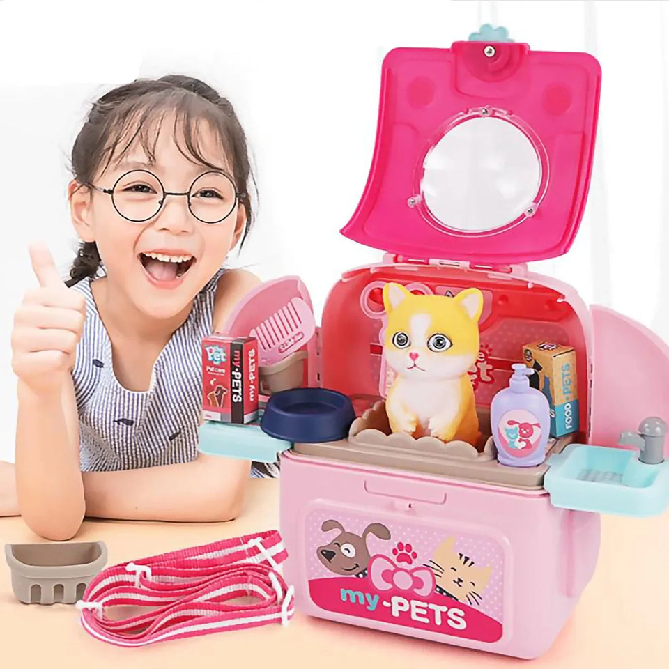 Pet Grooming Playset™ - Rucksack voller Spaß - Tierpflege-Set für Kinder