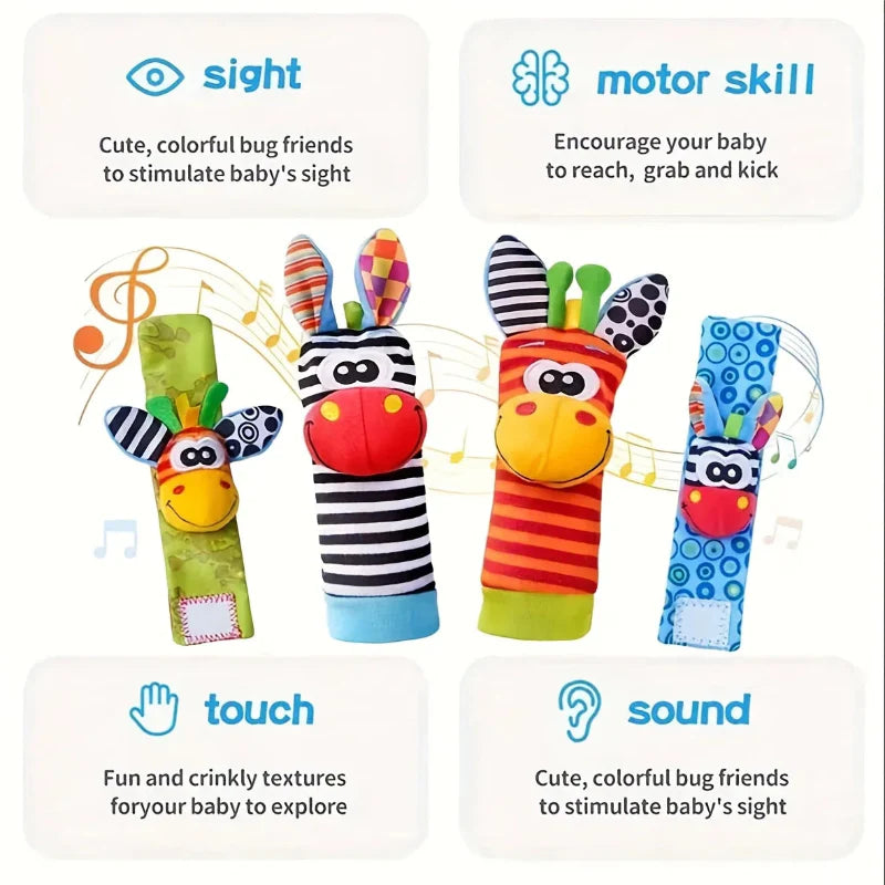 Wrist Rattle and Socks – Motorik & Spiel – Baby-Rasseln (4er-Set)