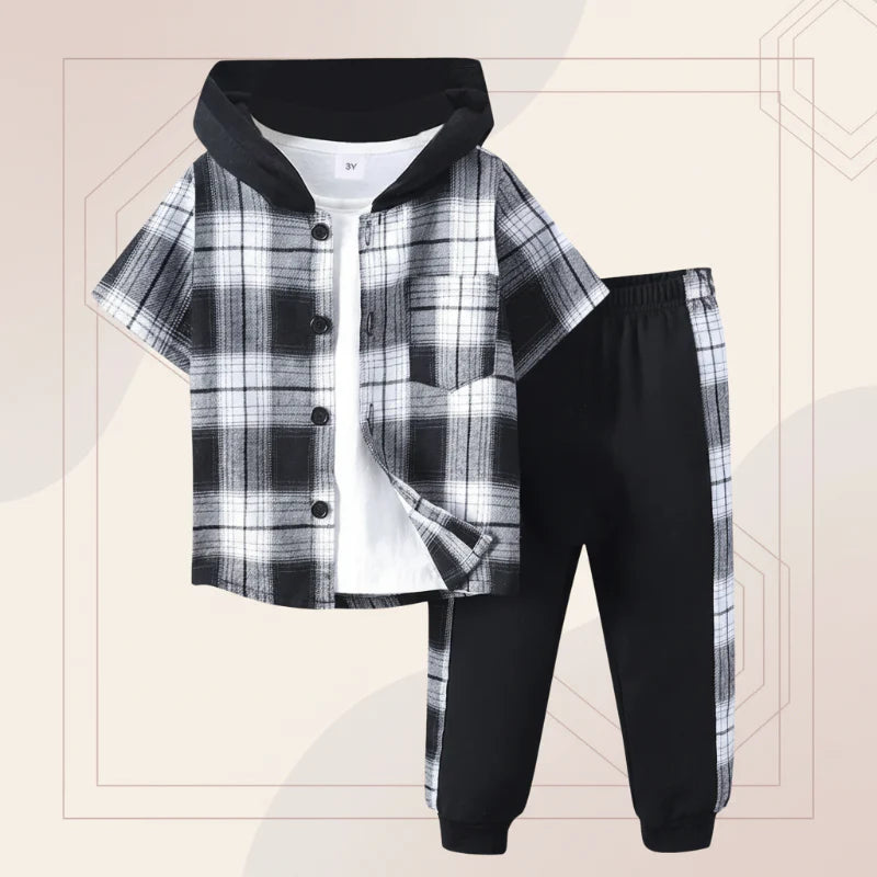 Boys Checkered Outfit – Trendig und bequem – Kinderbekleidungsset mit Karomuster