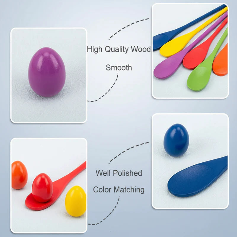 Wooden Egg Spoon Game – Motorik & Lernen – Eierrennen-Balance-Spiel