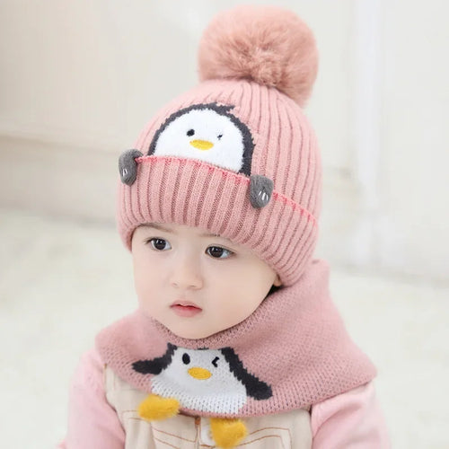 Mini Fashion™ - Niedliches Pinguin-Design - Kindermütze und -schal