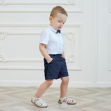 LittleDandy – Klassisch & Elegant – Baumwollshorts mit Hosenträgern, Schleife & Hemd