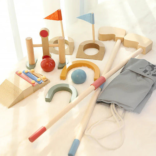 Mini Golfers – Anfänge des Outdoor-Spaßes – Hölzernes Golfspielzeug-Set