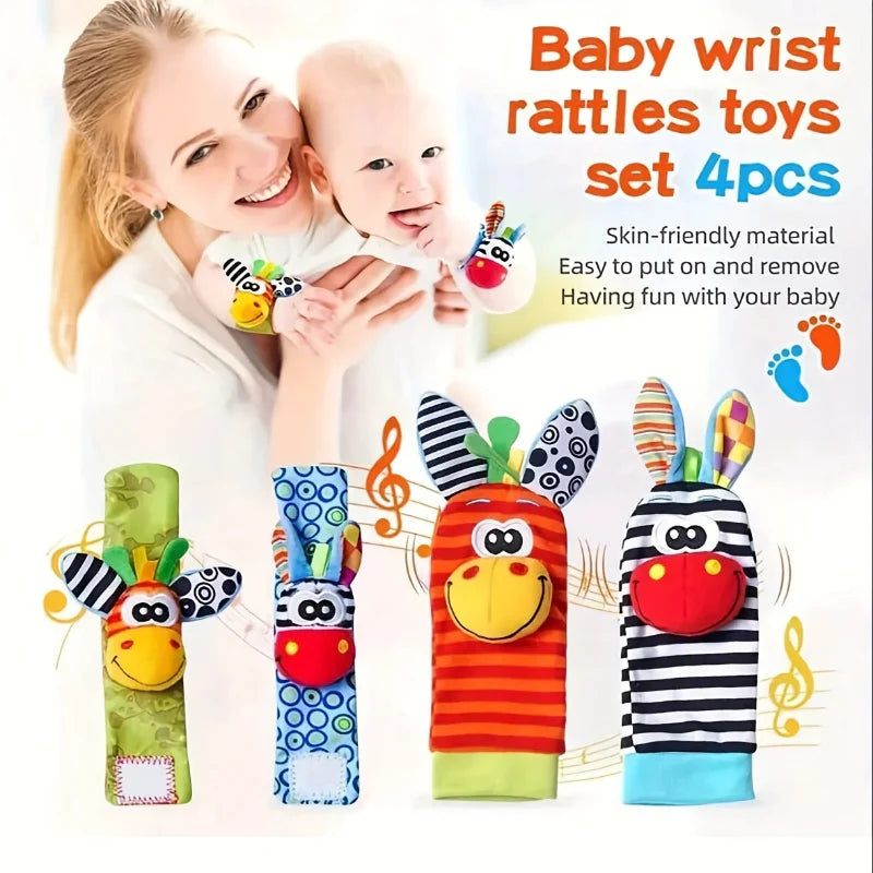 Wrist Rattle and Socks – Motorik & Spiel – Baby-Rasseln (4er-Set)
