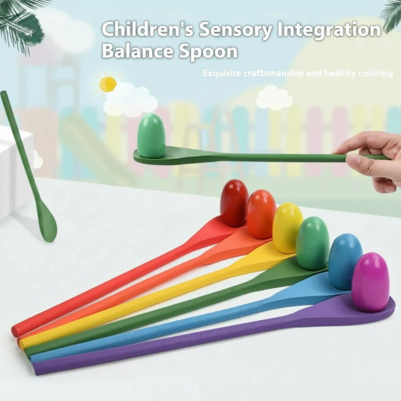 Wooden Egg Spoon Game – Motorik & Lernen – Eierrennen-Balance-Spiel