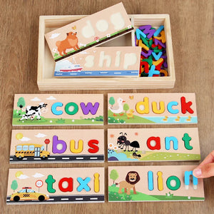 AlphaPuzzle – Englische Vokabeln lernen – Holz-Buchstabierpuzzle