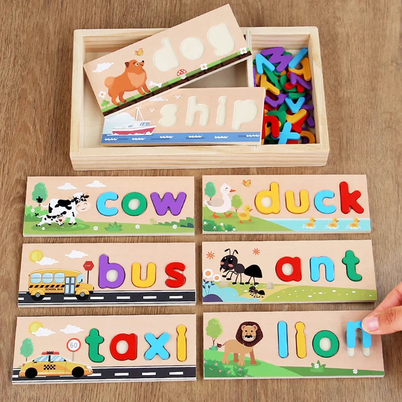 AlphaPuzzle – Englische Vokabeln lernen – Holz-Buchstabierpuzzle