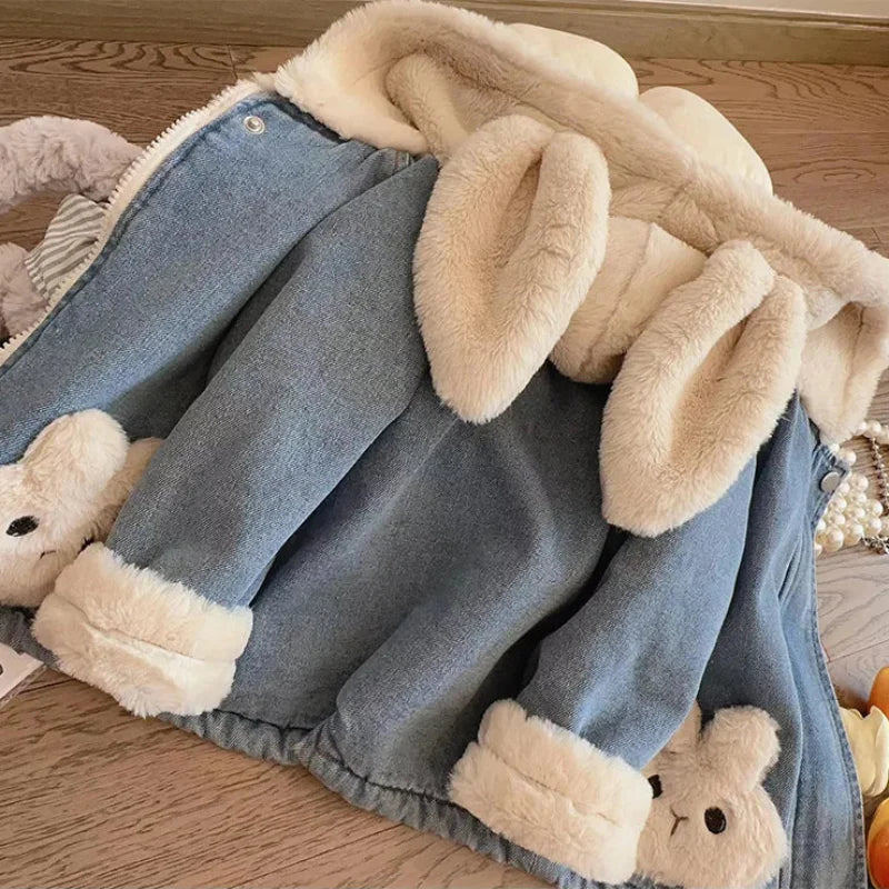 Girls Bunny Denim Coat – Warm & Comfort – Kinderjacke