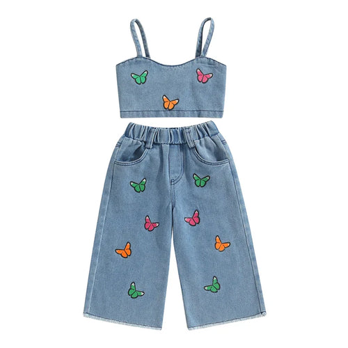 Mini Fashion™ - Schöne Stickerei - Denim Sommer Set