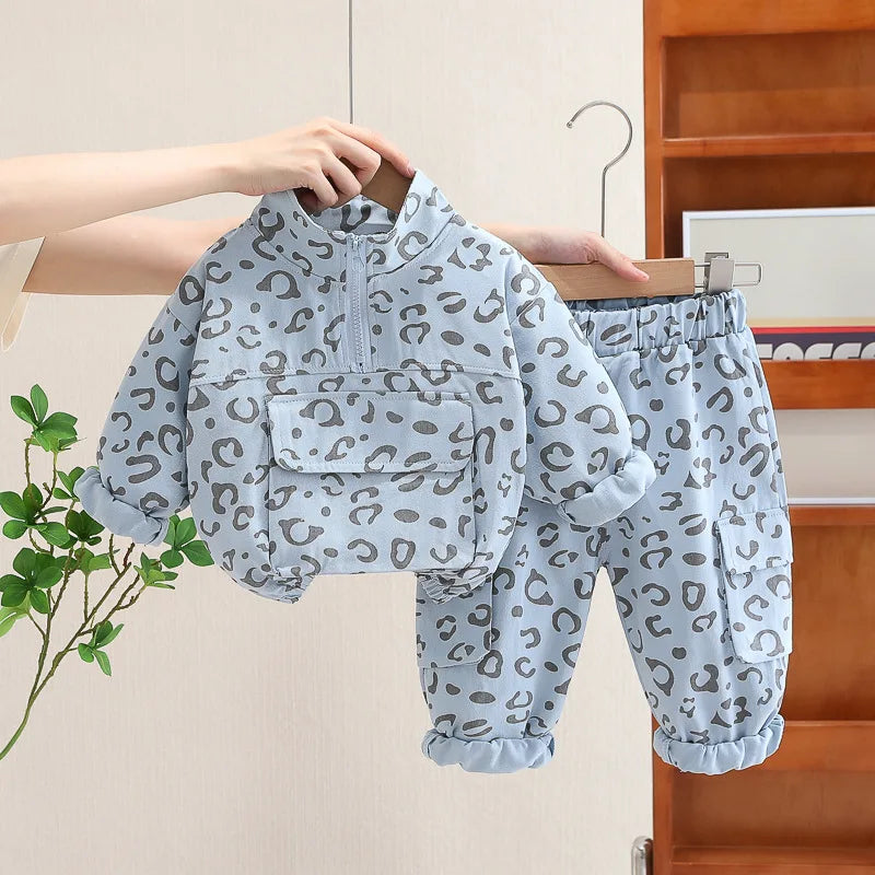 Mini Fashion™ - Sejt Leopardprint - 2-delt Tøjsæt