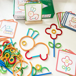 Sticks & Rings – Schlank & kreativ – Hölzerne Formen Puzzle