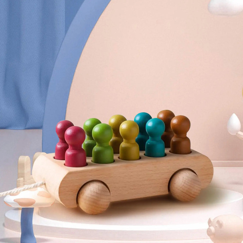 Pop & Roll – Motorik und Fantasie – Holzpuppen Auto Set