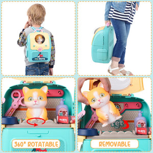 Pet Grooming Playset™ - Rucksack voller Spaß - Tierpflege-Set für Kinder