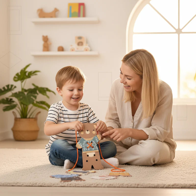 ThreadBear – Niedlich & Lehrreich – Montessori-Fädelspielzeug Bär