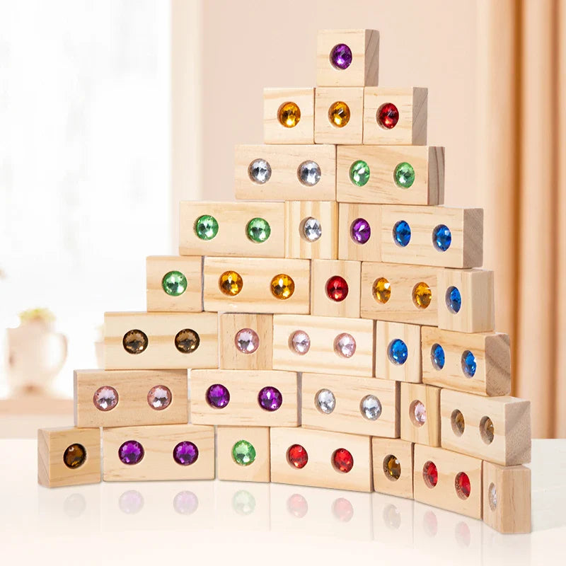 Rainbow Gem Stacking Blocks – Kreativ & lehrreich – Stapelblock-Set aus Holz