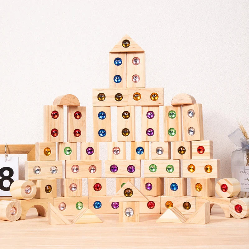 Rainbow Gem Stacking Blocks – Kreativ & lehrreich – Stapelblock-Set aus Holz