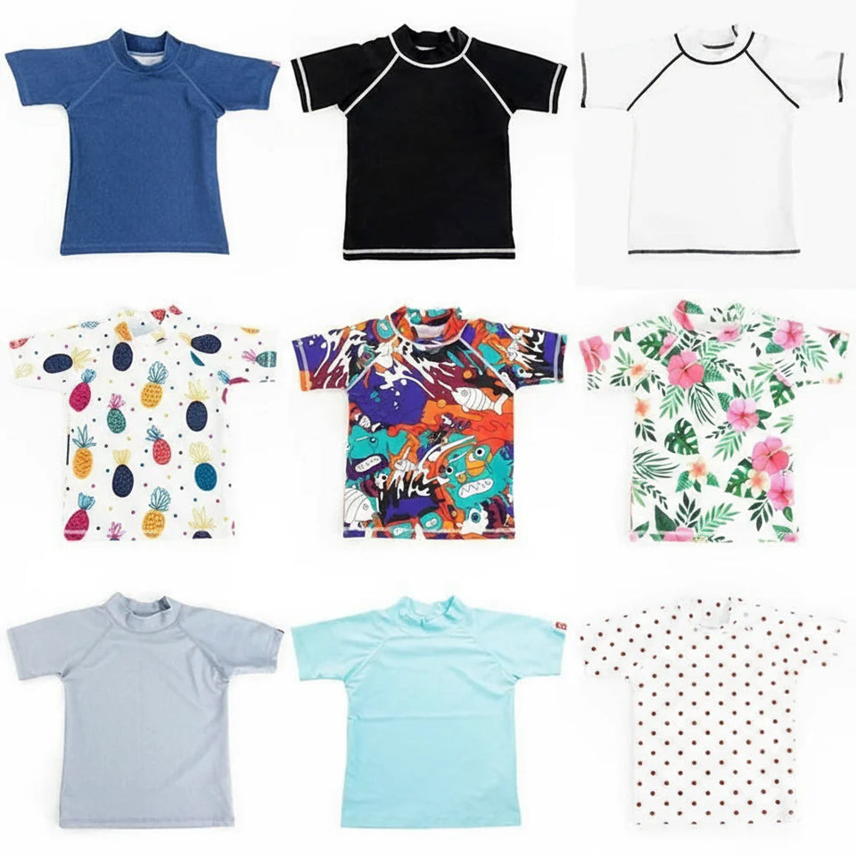 SunnyGuard – Sommerlich & schützend – Anti-UV-Schwimmshirt für Kinder mit kurzen Ärmeln