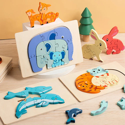 Animal Puzzle™ – Entdecken & Lernen – Cartoon Holzpuzzle