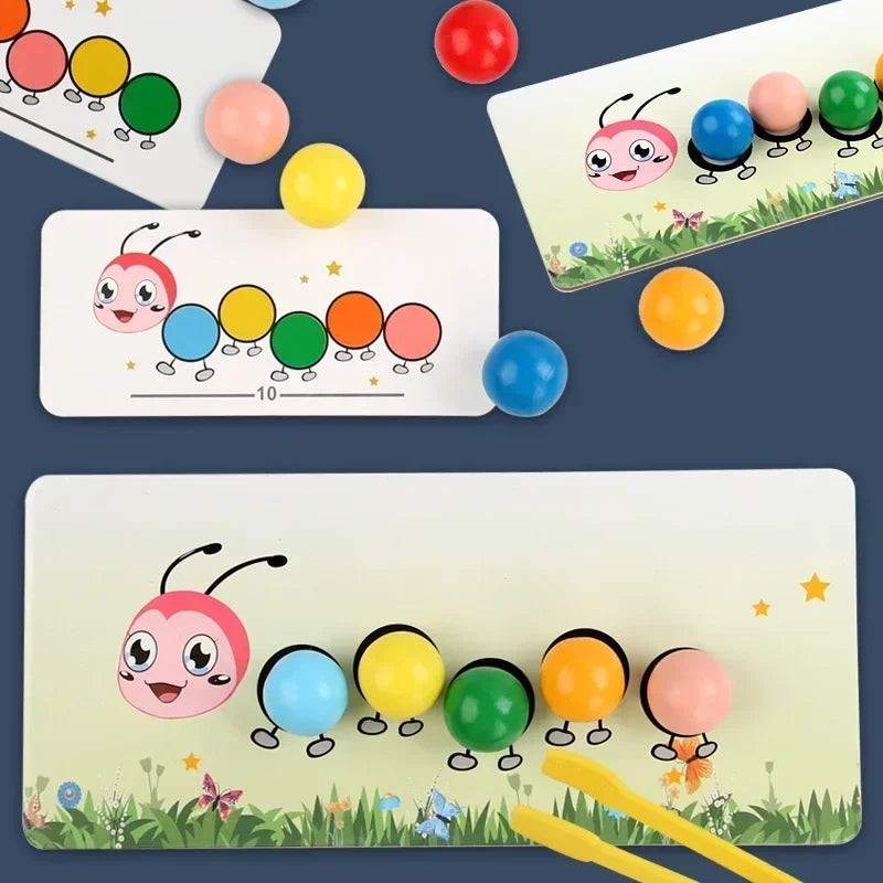 Wooden Clip Beads™ – Bunter Bewegungsspaß mit Raupe – Malen & Motorik Spielzeug